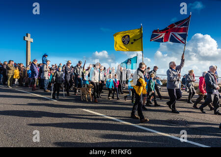 East Budleigh Salterton, Devon, Angleterre. 11 novembre 2018, jour du Souvenir au monument aux morts. Crédit 'Peter Bowler/Alamy Live News' Banque D'Images