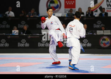 Madrid, Espagne. 10 Nov, 2018. Naoto le sagou (JPN) : Karaté Kumité masculins -60kg dans la finale '24 WKF Championnats du Monde de Karaté 2018 à Madrid, le WiZink au centre de Madrid, Espagne . Credit : Mutsu Kawamori/AFLO/Alamy Live News Banque D'Images