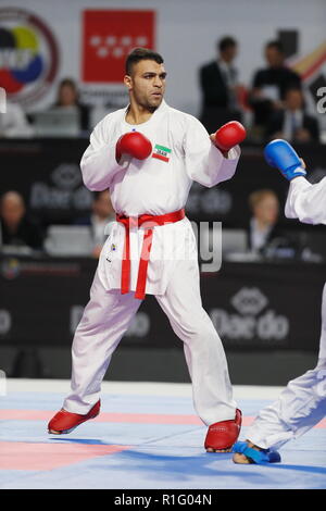 Madrid, Espagne. 10 Nov, 2018. Zabiollah Poorshab (IRI) : Karaté Kumité masculins -84kg dans le '24 WKF Championnats du Monde de Karaté 2018 à Madrid, le WiZink au centre de Madrid, Espagne . Credit : Mutsu Kawamori/AFLO/Alamy Live News Banque D'Images