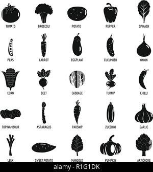 Légumes icons set. Illustration simple de 25 légumes vector icons for web Illustration de Vecteur