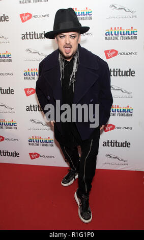 L'attitude Awards 2018 - Arrivées avec Boy George : où : London, Royaume-Uni Quand : 11 Oct 2018 Source : WENN.com Banque D'Images