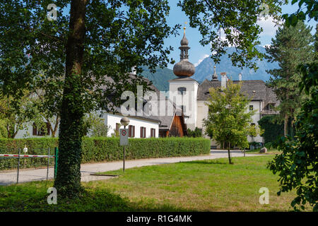 Gmunden Schloss Ort ou Schloss Orth complexe dans le lac Traunsee à Gmunden, Autriche la ville. Banque D'Images