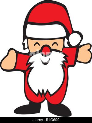 Smiling cartoon Père Noël sur fond blanc. Vector illustration pour vacances de Noël Illustration de Vecteur