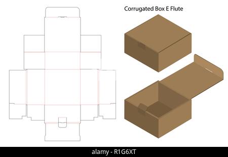 Boîte de papier ondulé die cut avec la maquette 3d Illustration de Vecteur