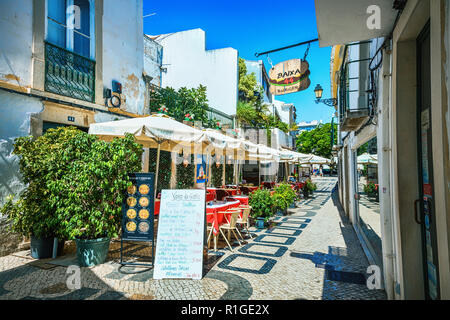 Terrasse du restaurant "Vasco da Gama", la ville de Faro, Algarve, Portugal Banque D'Images