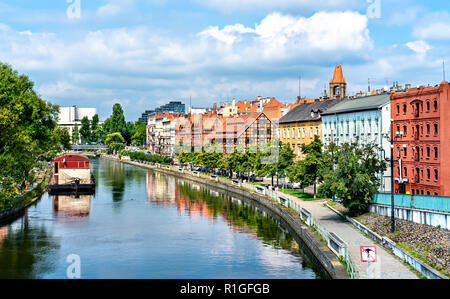 Vue de la rivière Brda à Bydgoszcz, Pologne Banque D'Images