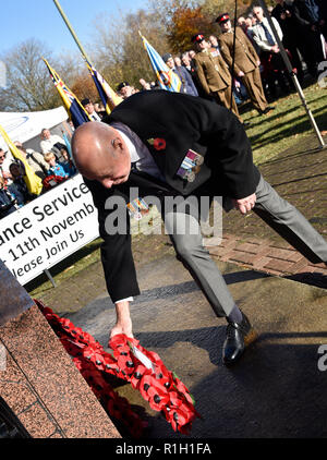 Dimanche du souvenir, mémorial de guerre, Bordon, Hampshire, Royaume-Uni. 11.11.2018. Banque D'Images