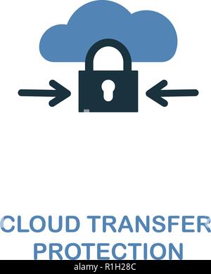 Transfert de l'icône Protection Cloud en deux couleurs. Design haut de gamme à partir de la sécurité de l'internet collection d'icônes. Pixel simple parfait nuage pictogramme protection de l'icône de transfert et l'impression web design Illustration de Vecteur