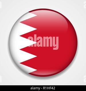 Drapeau de Bahreïn. Badge brillant rond Illustration de Vecteur