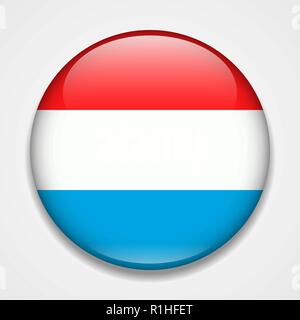 Drapeau du Luxembourg. Badge brillant rond Illustration de Vecteur