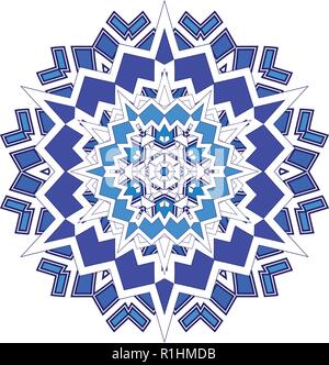 Snowfkake hexagonale mosaïque bleu signe vecteur isolé sur fond blanc Illustration de Vecteur