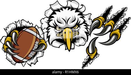 Football Eagle Cartoon Mascot Déchirure Historique Illustration de Vecteur