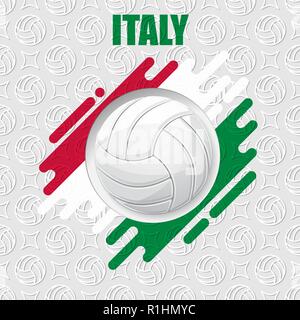 Volley-ball couleur symbole avec ombre isolé sur fond blanc avec drapeau Italie Illustration de Vecteur