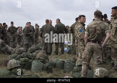 ERMELO, Pays-Bas (sept. 20, 2018) États-Unis, néerlandaises, britanniques, et parachutistes allemands debrief après avoir participé à l'exercice à l'Houtdorperveld Leap Falcon Drop Zone dans le cadre du 74ème anniversaire de l'opération Market Garden. Cette année, la célébration a réuni quelque 750 parachutistes de sept pays différents pour une série d'opérations aéroportées et d'événements pour commémorer la plus grande opération aéroportée de l'histoire. À ce jour, des générations de Dutch se souvenir de la bravoure et le sacrifice de plus de 41 600 soldats des États-Unis, du Royaume-Uni et de la Pologne qui, ensemble, constituent l'un des alliés Banque D'Images