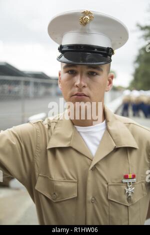 La FPC. Richard A. Lamm, diplômé d'honneur 2078, Golf compagnie, 2e Bataillon, de recrutement et de formation de boot camp a obtenu son diplôme le 21 septembre, 2018. Lamm est de Randolph, New Jersey. Banque D'Images
