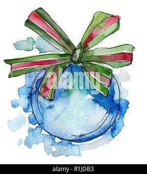 L'élément isolé ball illustration. Maison de vacances hiver noël symbole dans un style aquarelle isolés. L'année 2018. Banque D'Images