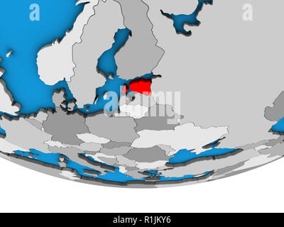 L'Estonie sur politique simple globe 3D. 3D illustration. Banque D'Images