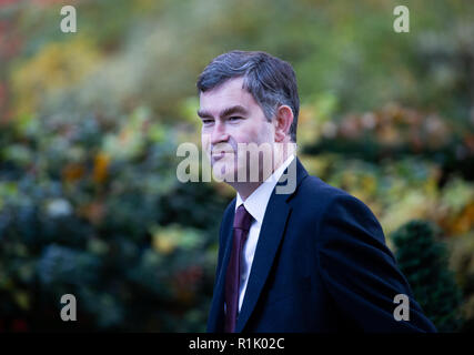 David Gauke, Lord chancelier et secrétaire d'État à la justice, arrive pour la réunion du Cabinet où les pourparlers sur Brexit ont encore lieu pour finaliser un accord. Banque D'Images