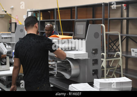 Lauderhill FL, USA. 13Th Nov, 2018. Nombre de travailleurs d'élection vote précoce bulletins au superviseur des élections du comté de Broward Office durant la raconter en Floride le 13 novembre 2018 à Lauderhill, en Floride. Credit : Mpi04/media/Alamy Punch Live News Banque D'Images