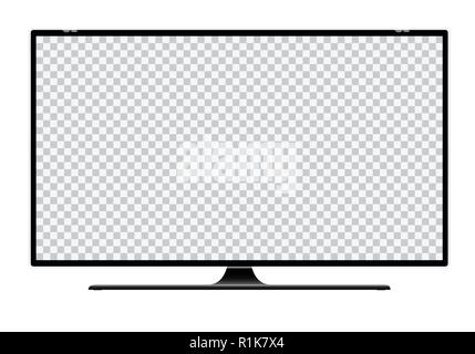Illustration réaliste de la TV avec le pied noir et blanc transparent écran isolé avec de l'espace pour votre texte ou image - vecteur isolé sur blanc backg Illustration de Vecteur