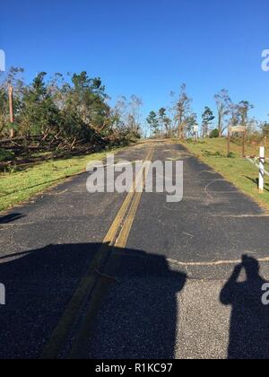 Le U.S. Army Corps of Engineers, District du projet Mobile, Jim Woodruff Lock & Dam, a subi des dommages et s'occupe des questions d'alimentation, mais elle a survécu à l'impact de l'ouragan Michael comme il l'battues Florida Gulf Coast dans Lake Seminole, en Floride Banque D'Images