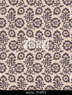 Sur bois transparent imprimé motif floral. Parure ethnique vecteur traditionnel russe, avec motif fleurs, taupe sur fond écru. Impression textile. Illustration de Vecteur