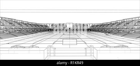 Le stade de football de croquis Illustration de Vecteur