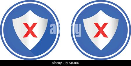La protection et l'icône croix rond plat, utiliser les couleurs bleu, rouge et blanc Illustration de Vecteur