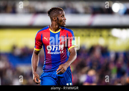 Londres, ANGLETERRE - 20 août : Wilfried Zaha (11) de Crystal Palace lors du premier match de championnat entre Crystal Palace et le Liverpool FC à Selhurst Park le 20 août 2018 à Londres, Royaume-Uni. Mo Media Banque D'Images