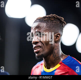 Londres, ANGLETERRE - 20 août : Wilfried Zaha (11) de Crystal Palace lors du premier match de championnat entre Crystal Palace et le Liverpool FC à Selhurst Park le 20 août 2018 à Londres, Royaume-Uni. Mo Media Banque D'Images