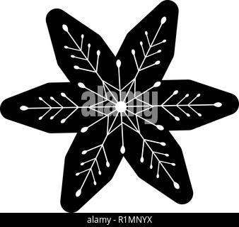 Icône flocon isolé sur blanc. Maison de vacances hiver noël. élément de conception de décoration. Silhouette noire flocon de neige signe. Symbole de l'hiver, congelé, nouveau Illustration de Vecteur