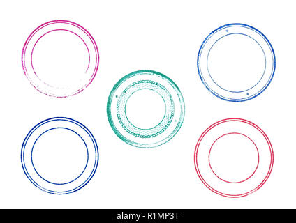 Close up série de timbres en caoutchouc vide vide grunge imprime modèle over white background Banque D'Images