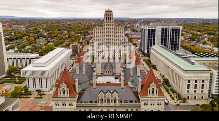 Son un jour froid de Albany New York downtown au statehouse dans la vue aérienne Banque D'Images