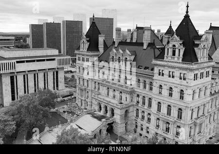 Son un jour froid de Albany New York downtown au statehouse dans la vue aérienne Banque D'Images