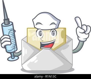 Message d'enveloppe ouverte infirmière caractère affiches sur Illustration de Vecteur
