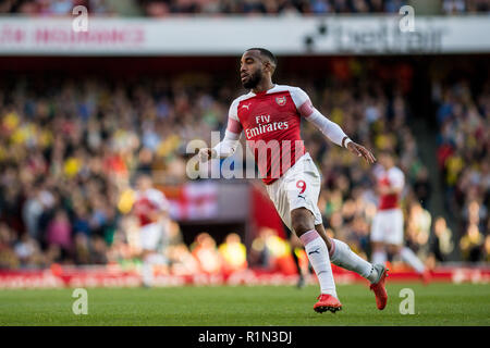 Londres, ANGLETERRE - 29 SEPTEMBRE : Alexandre Lacazette au cours de la Premier League match entre Arsenal FC et Watford FC à l'Emirates Stadium le 29 septembre 2018 à Londres, Royaume-Uni. (MB) Banque D'Images
