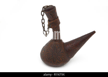 Vintage Cuir Espagnol Porron Banque D'Images