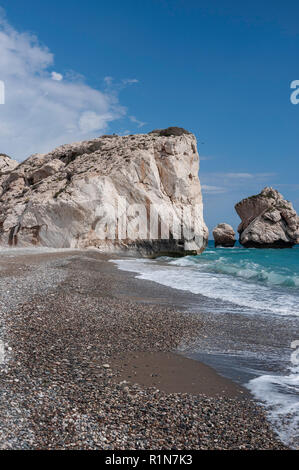 Plage d'Aphrodite (Petra tou Romiou), Kouklia, Pafos District, République de Chypre Banque D'Images