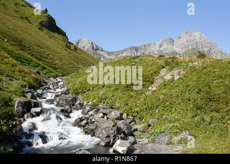 Sur la montagne avec rivière à Furenalp sur Engelberg sur les Alpes Suisses Banque D'Images