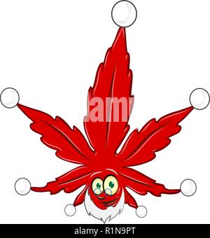 Mascotte noël marijuana isolé sur fond blanc Illustration de Vecteur