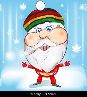 Père Noël jamaïcaine mascot cartoon avec fond Illustration de Vecteur