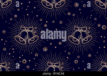 Motif de Noël. Noël sans motif, signe d'or timbre Illustration de Vecteur