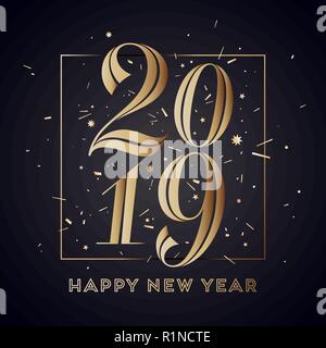 2019. Bonne Année. Carte de souhaits avec l'inscription Bonne Année Illustration de Vecteur