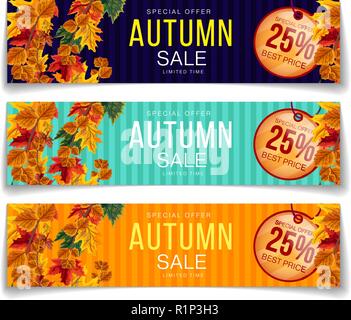 Des coupons pour la vente d'automne lumineux promotion Illustration de Vecteur