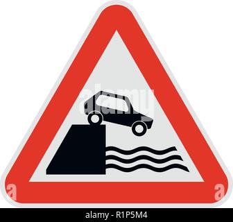 Voiture sur un précipice sur l'icône de l'eau. Télévision illustration de voiture sur un précipice plus watevector icône pour web. Illustration de Vecteur