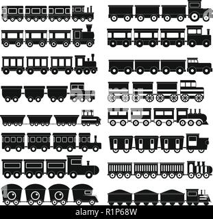 Enfants jouet Train icons set. Illustration simple de 16 enfants toy train vector icons for web Illustration de Vecteur