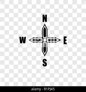 Points cardinaux sur les vents star icône vecteur isolé sur fond transparent, les points cardinaux sur les vents transparence concept logo star Illustration de Vecteur