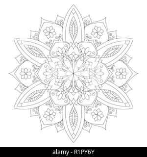 Coloriage Mandala Flower Design Livre adulte Couleur de l'élément Illustration de Vecteur