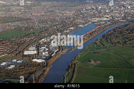 Vue aérienne de la rivière Ribble Marina & Preston, Lancashire Banque D'Images