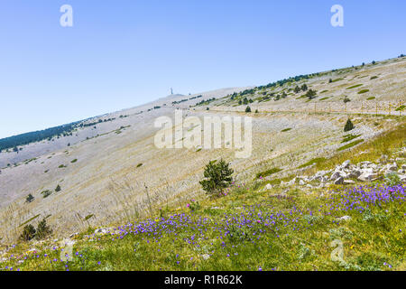 Paysage de la partie supérieure du Mont Ventoux, Provence, France, route de la montagne Banque D'Images